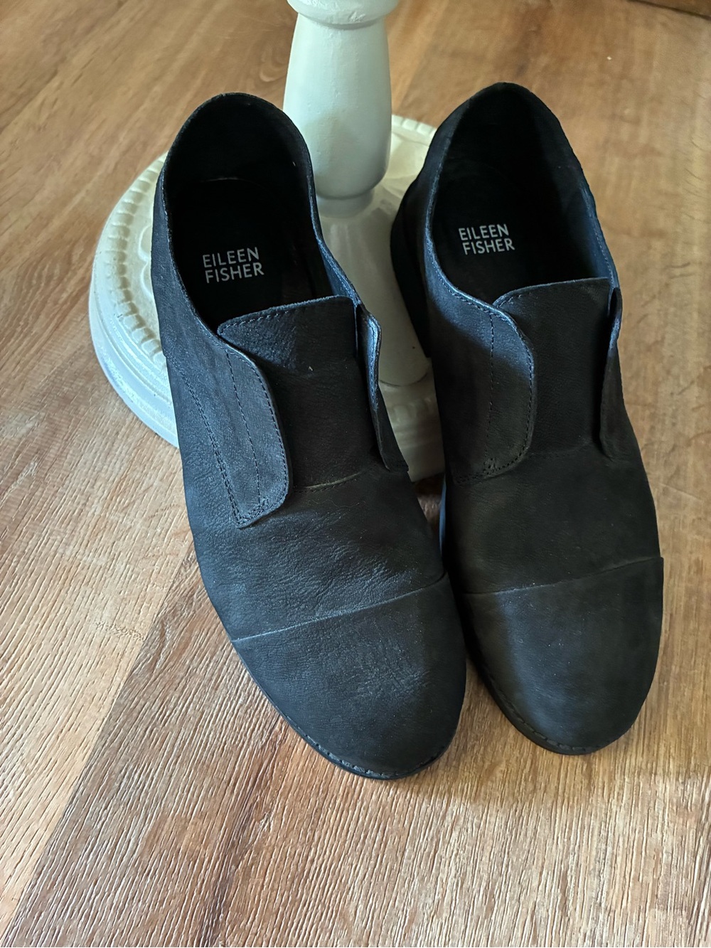 Eileen Fisher Frida Tumbled Nubuck Derby Slip On Shoes Size 7